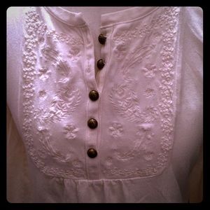 Falls Creek Creamy Top with Embroidery and Buttons